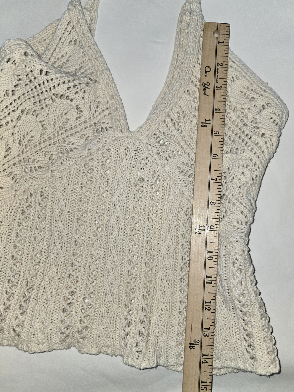 By Together - Cream Boho Beachy Crochet V-Neck Spaghetti Strap Crop Tank Size S - Picture 11 of 13